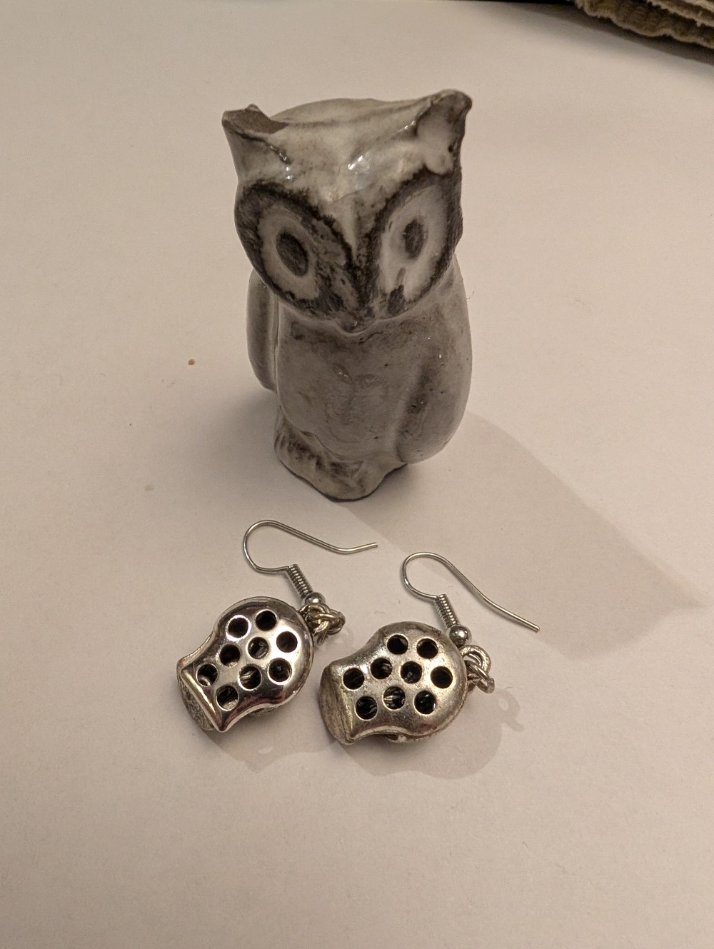 Silver Sugar Skull Drop Earrings with Red Eyes - Picture 3 of 3